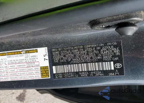 2007 Toyota Prius z USA, uszkodzony, nr VIN JTDKB20U873207231